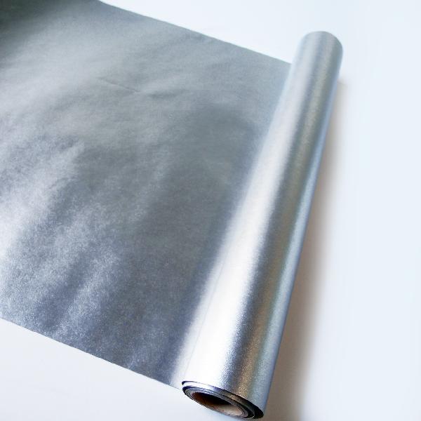 Metallic Silver Paper Table Runner Roll - 20” x 10 yards